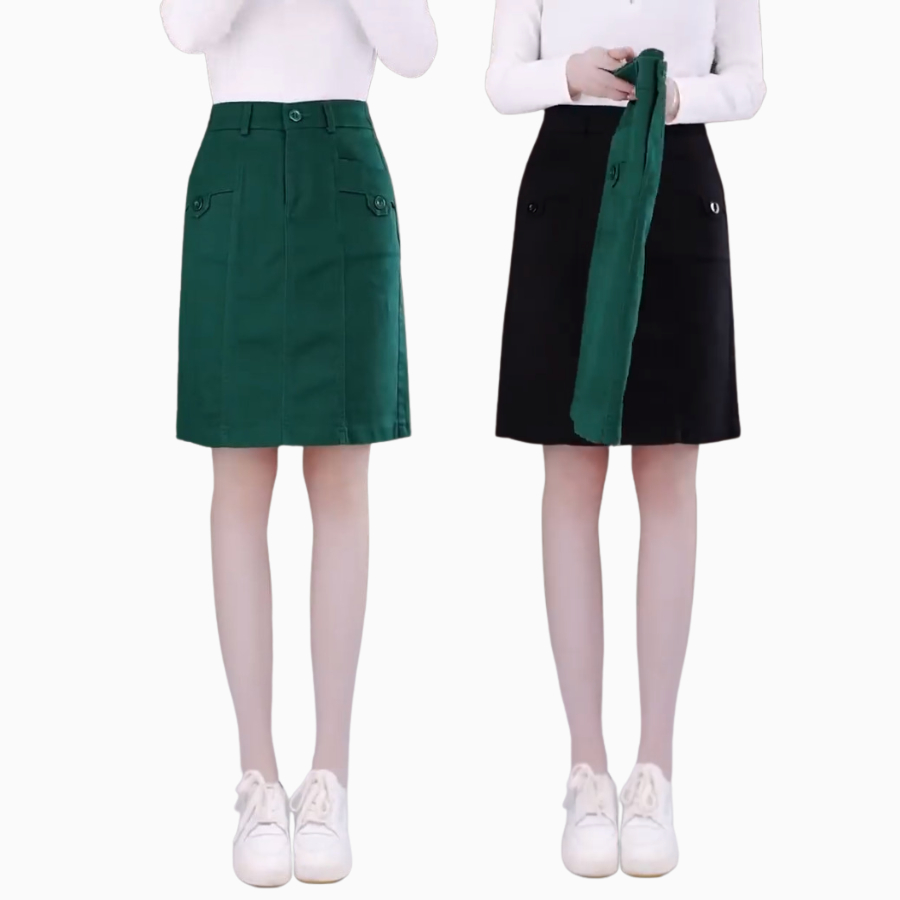 Chân Váy Nữ Kaki Ngắn Xanh Đen Dáng Chữ A Big Size Từ S->3XL - PT003