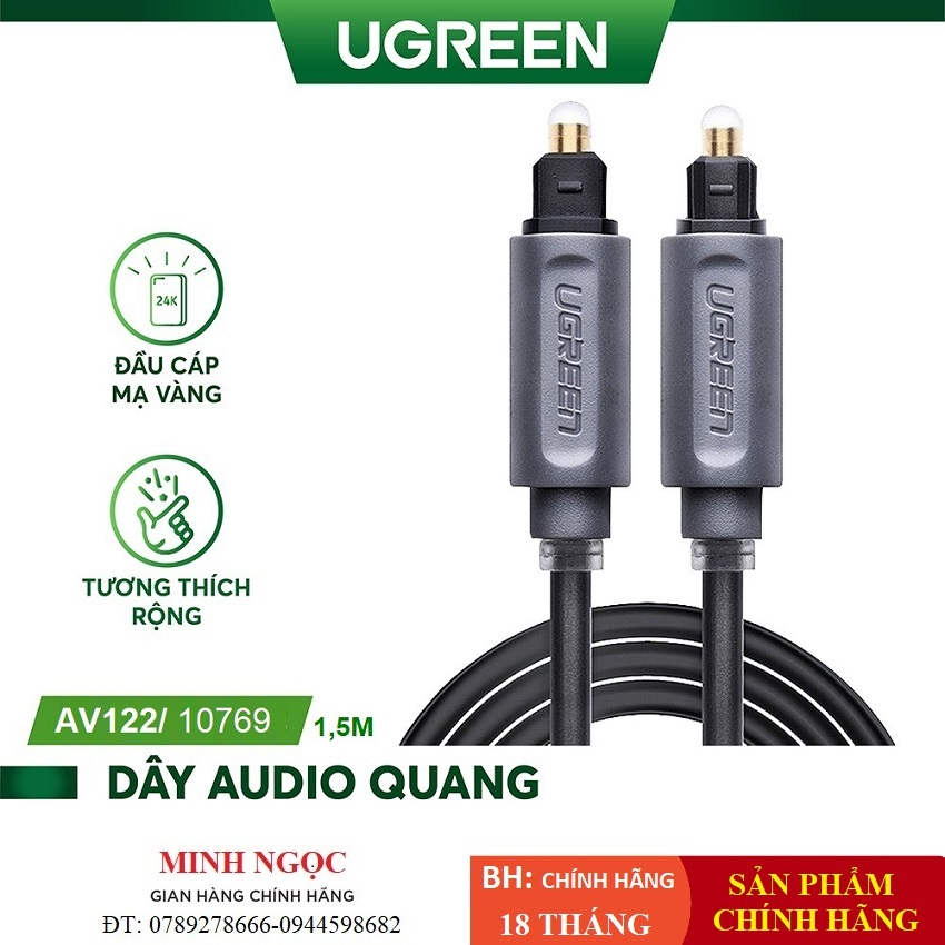 Dây Audio Quang (Toslink, Optical) dài 1.5m UGREEN 10769 AV122 - Hàng Chính Hãng