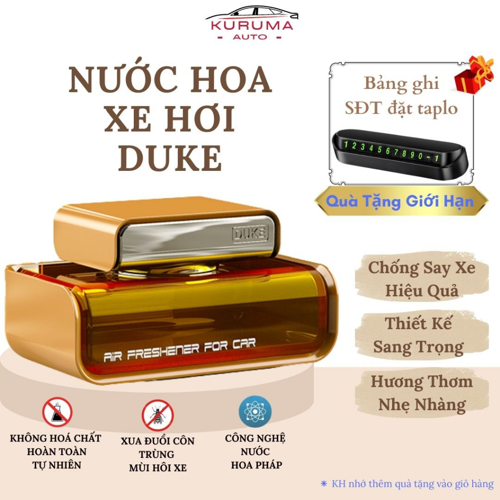 Nước hoa xe ô tô DUKE cao cấp chính hãng chiết xuất hoàn toàn từ thiên nhiên khử mùi,chống say xe,an toàn cho sức khoẻ