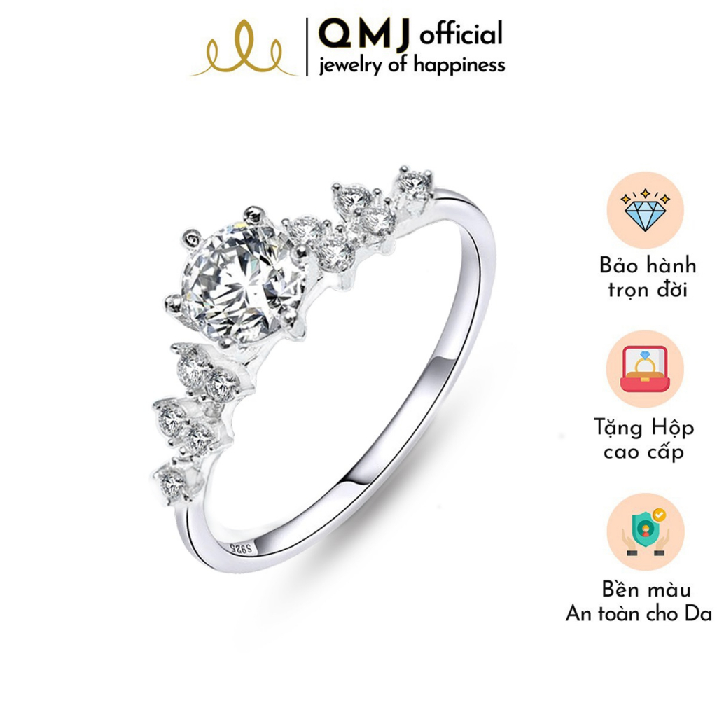 Nhẫn bạc nữ đẹp QMJ Elise Prince nạm đá sang trọng đơn giản nữ tính Q377