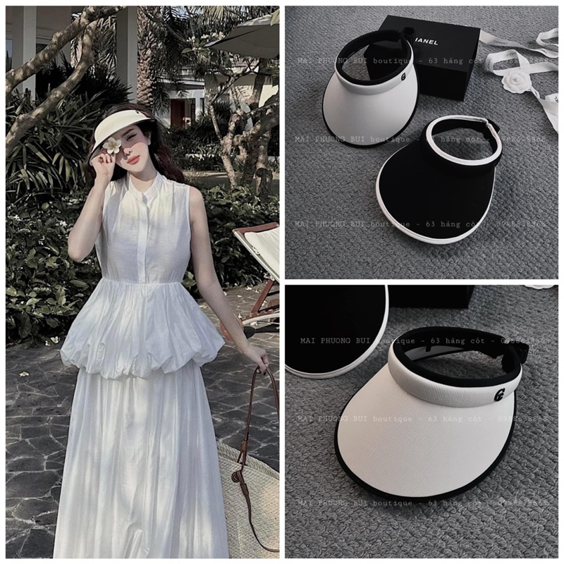 Hàng Loại 1 Mũ Chống Nắng Hở Nóc Thời Trang Cao Cấp, Mũ Nữa Đầu Chống Tia UV Vải Cr Chữ Trơn Cao Cấp