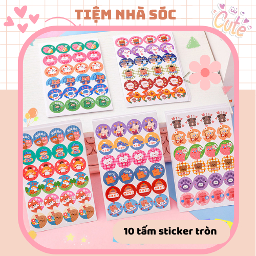 Sticker 24 miếng dán tròn ( 10 tấm)