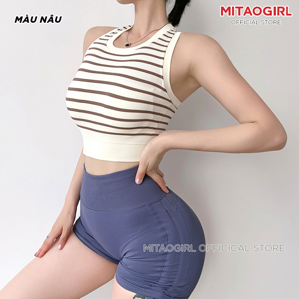 Áo bra tập gym yoga nữ MITAOGIRL dáng áo ba lỗ có mút cố định nâng đỡ vòng một chất dệt kim co giãn tốt