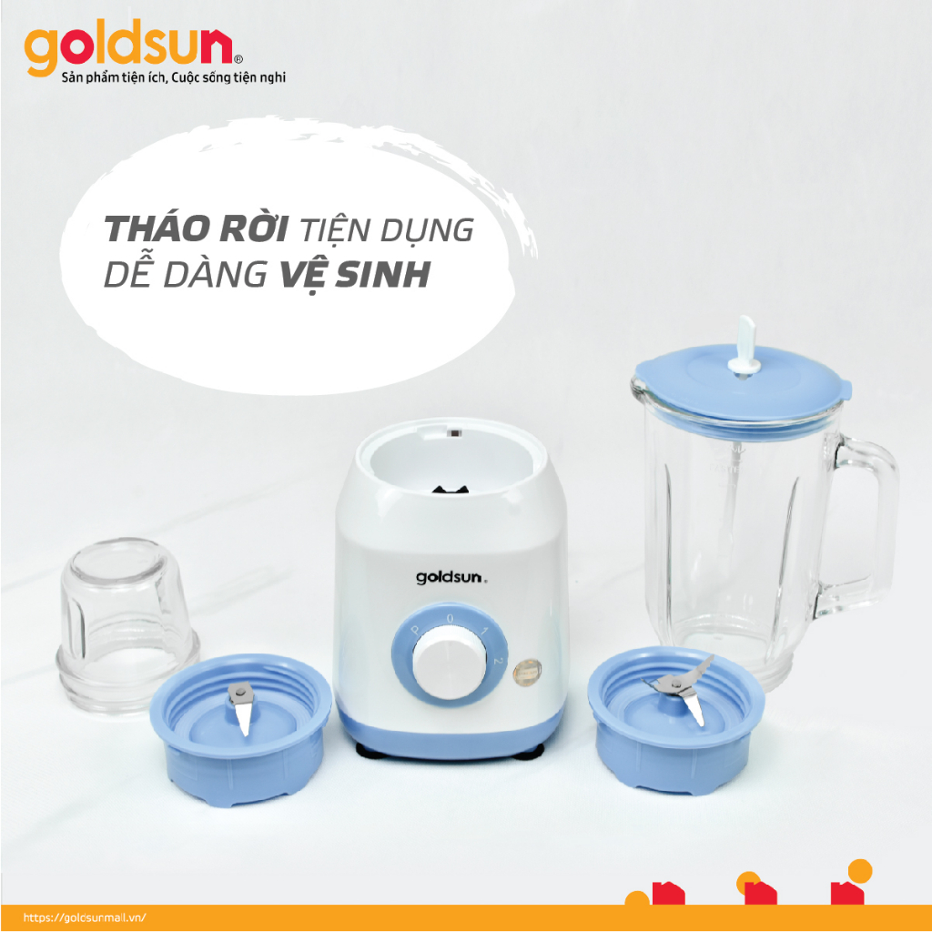 Máy xay sinh tố Goldsun GBL4104 công suất 400W, 2 cối thủy tinh cao cấp