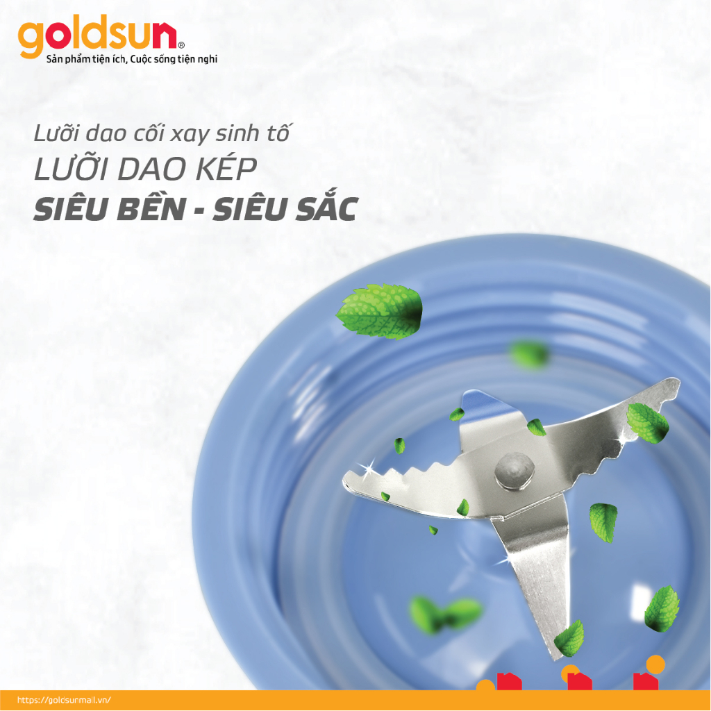 Máy xay sinh tố Goldsun GBL4104 công suất 400W, 2 cối thủy tinh cao cấp