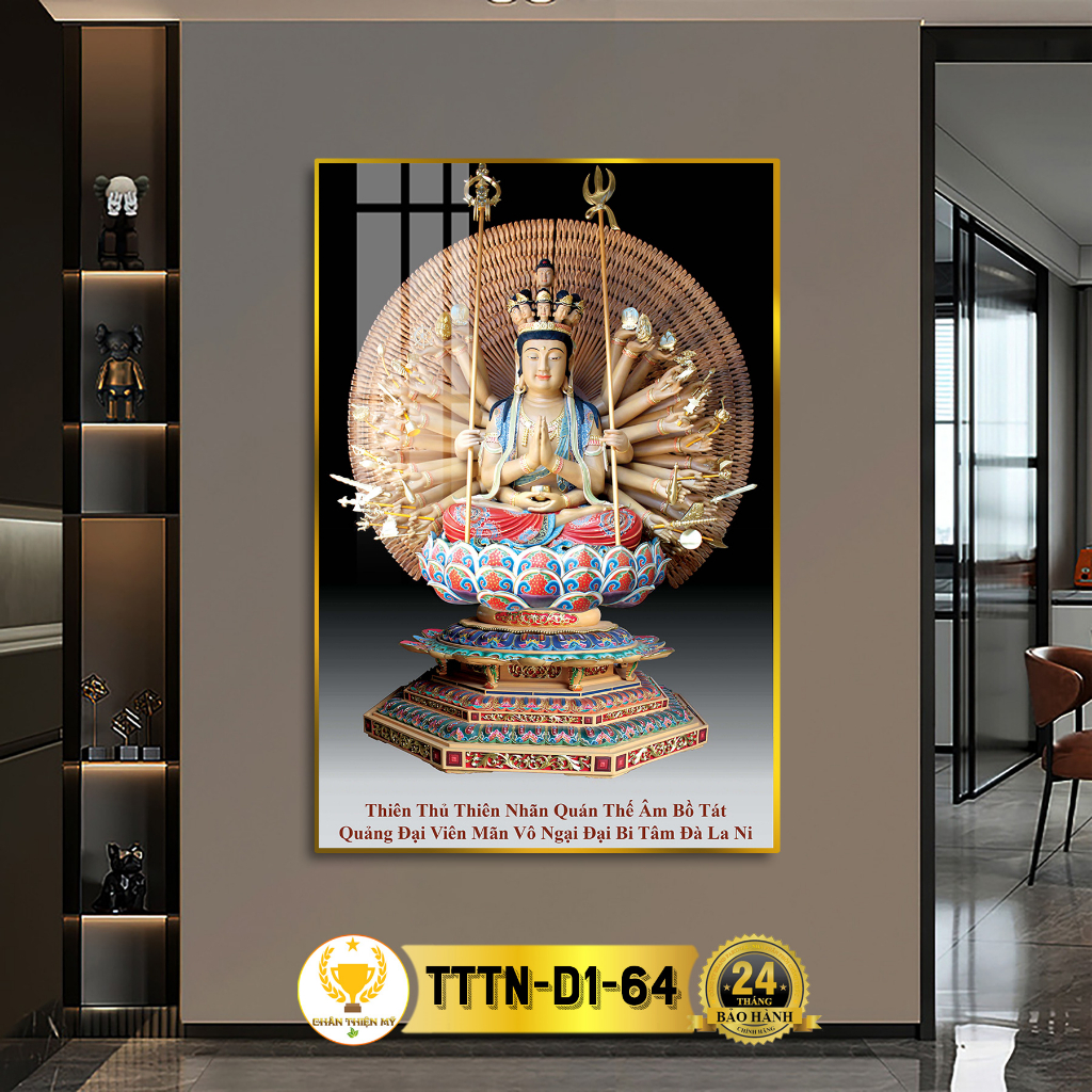 Tranh Phật Treo Tường Tráng Gương Thiên Thủ Thiên Nhãn Bồ Tát CHÂN THIỆN MỸ, Quà Tặng, Trang Trí Phòng Thờ TTTN-D1-64