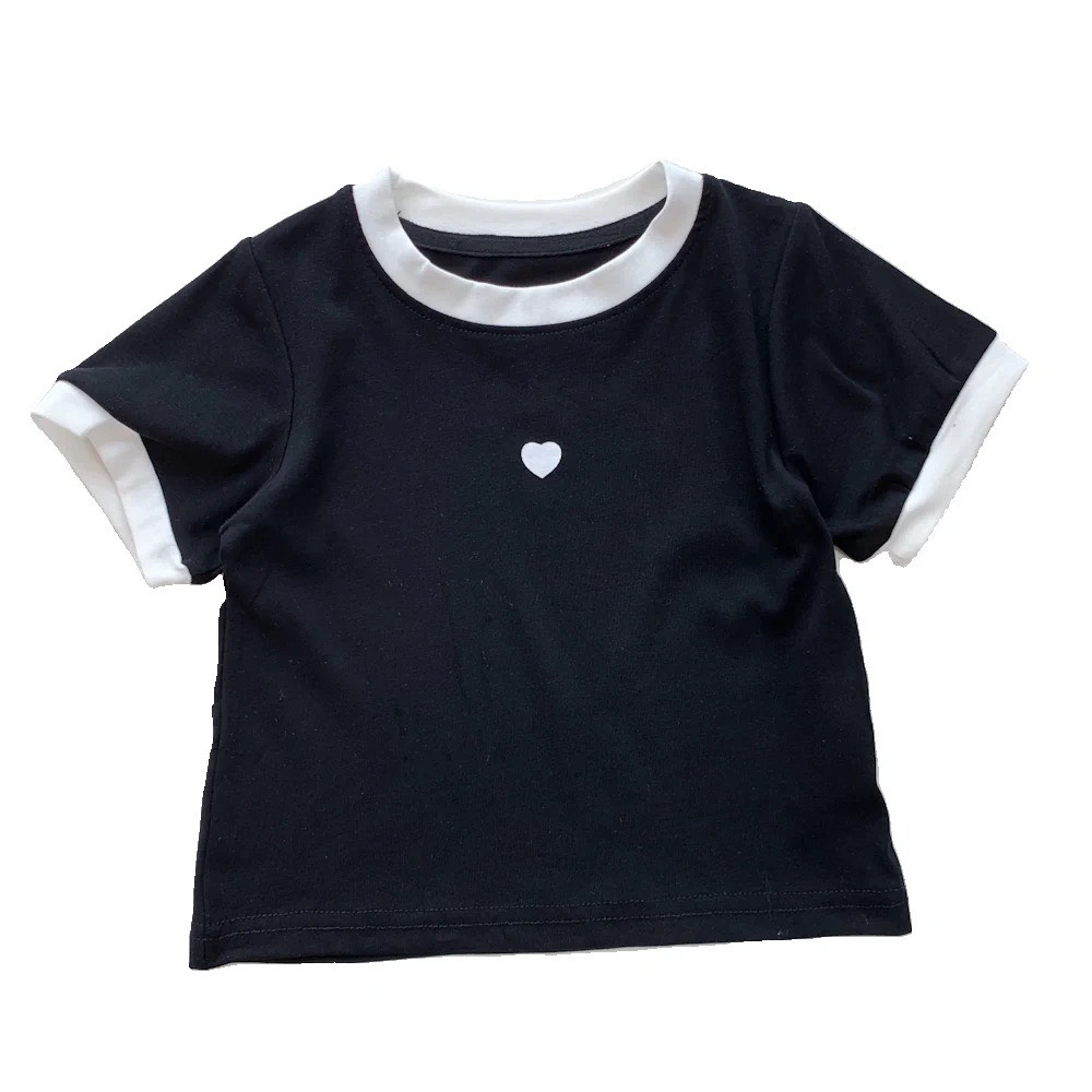 Áo Cho Bé Gái HML Chất Thun Tăm Lạnh HÌNH TIM Dễ Thương Áo Bé Gái Size Đại 10 Đến 40 Kg A9