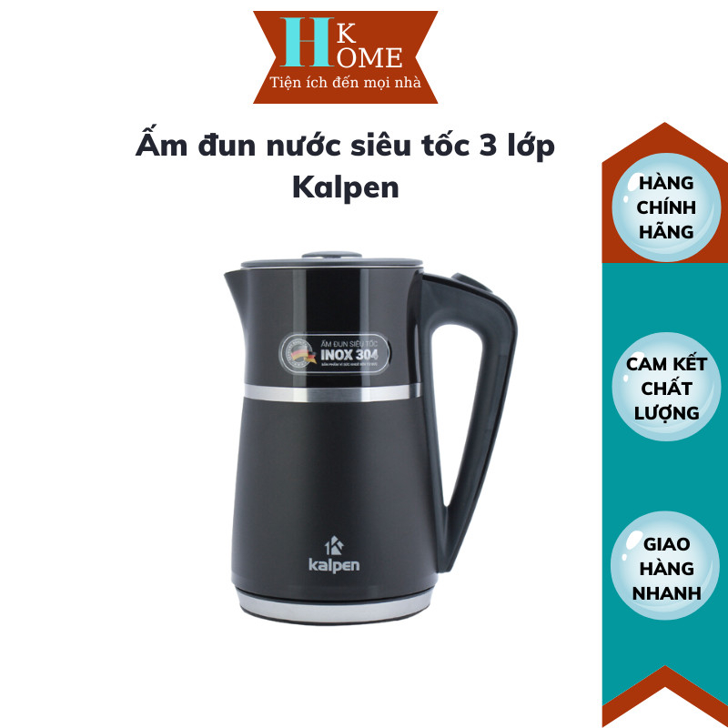 Ấm Siêu Tốc 3 Lớp Kalpen KK-33 Dung Tích 1.7L Công Suất 2200W Đun Nước Siêu Nhanh Cách Nhiệt An Toàn