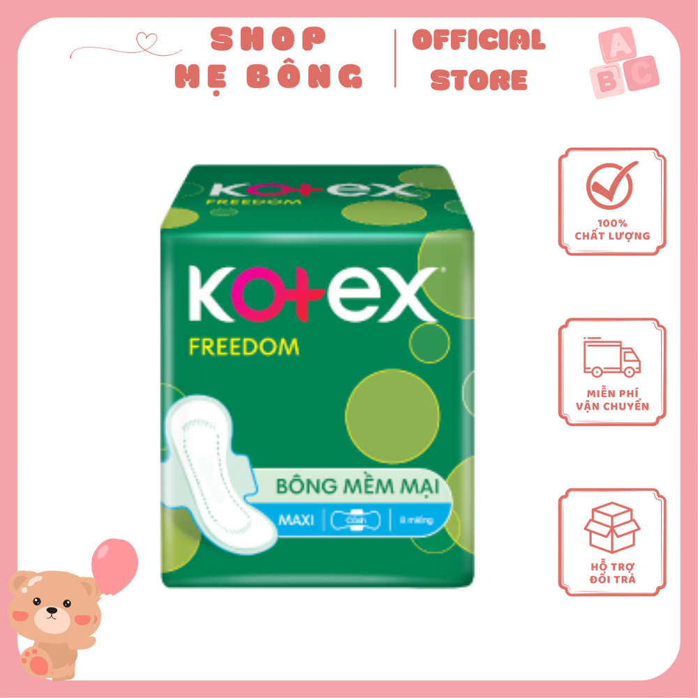 Băng vệ sinh Kotex Freedom Mặt bông Có cánh 8 miếng gói