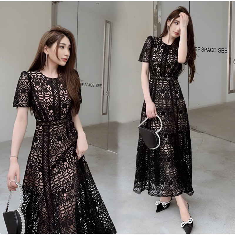( HÀNG NHẬP HONGKONG CAO CẤP) ĐẦM TIỆC THIẾT KẾ HONGKONG - REN THÊU CHẮC BỀN - PHỐI LỤA DÀY MÁT - CƯC KÌ SANG CHẢNH