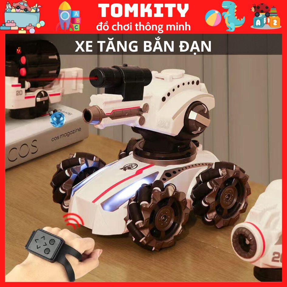 Mô hình xe tăng điều khiển từ xa,Xe bắn bóng bắn bom nước và mục tiêu ,Đồ chơi Xe thông minh cao cấp - Đồ chơi trẻ em