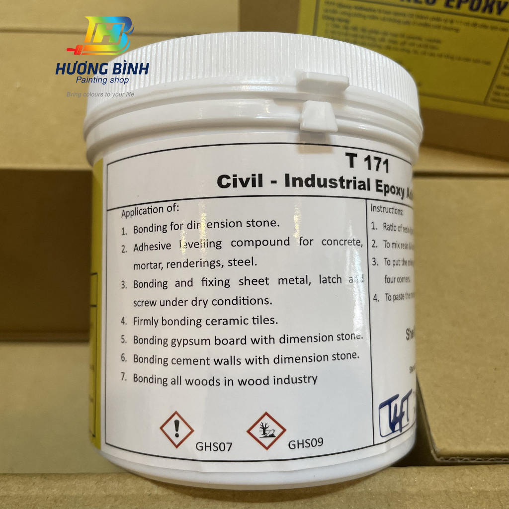 [Bộ 1kg] Keo Epoxy 2 thành phần T171 - Keo đa năng dán đá, bê tông, cấy sắt,...