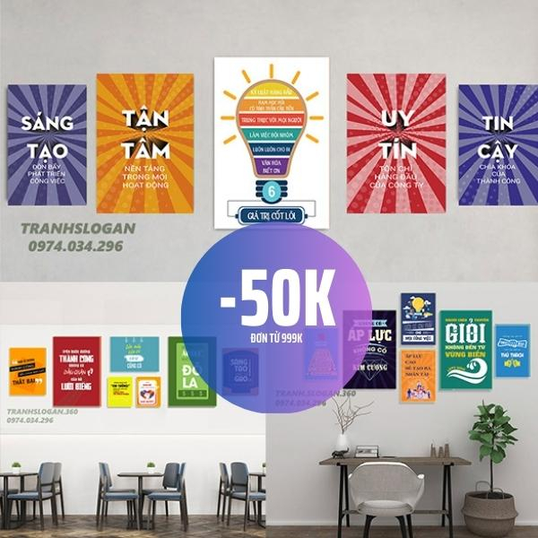 Tranh tạo động lực văn phòng slogan canvas hàng loại một có khung siêu bền tặng kèm phụ kiện treo