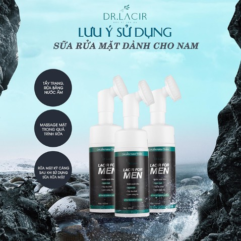 Combo sữa rửa mặt dịu nhẹ & bạc hà kiềm dầu & dr lacir for men cho nam cleanser drlacir