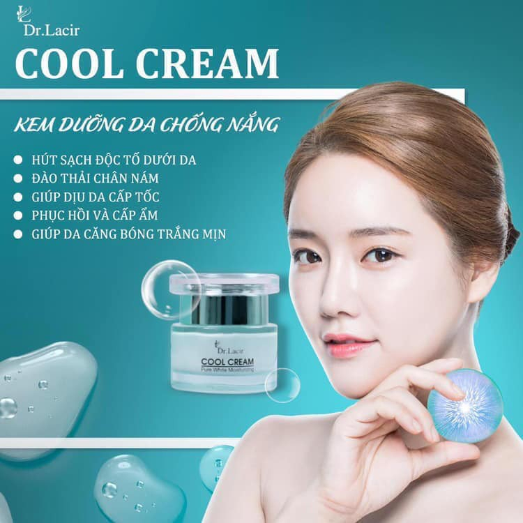 Combo kem chống nắng dưỡng da ban ngày cool cream và cấp ẩm ban đêm dr lacir whitening drlacir