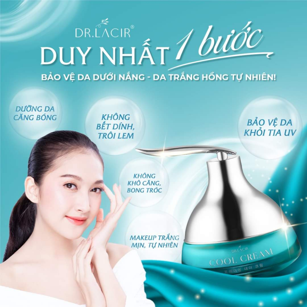 Combo kem chống nắng dưỡng da ban ngày cool cream và cấp ẩm ban đêm dr lacir whitening drlacir
