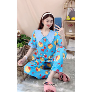 Đồ bộ nữ mặc nhà cổ tiểu thư chất kate mềm in hình bò sữa dễ thương 🛑 kate tổng hợp