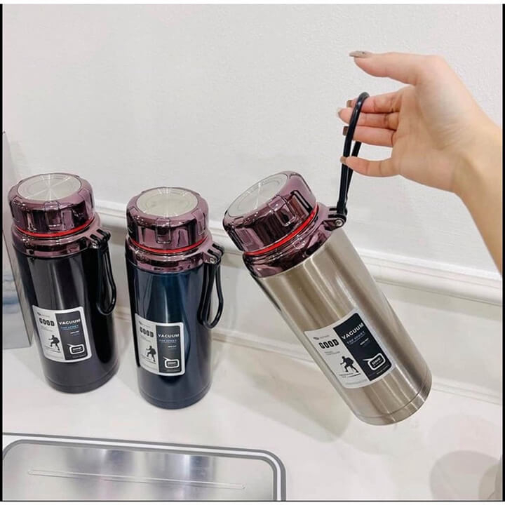 Bình đựng nước giữ nhiệt nóng lạnh Inox 304 dung tích 1500ml 6 lớp cao cấp, Bình giữ nhiệt Kim Cương có lưới lọc trà