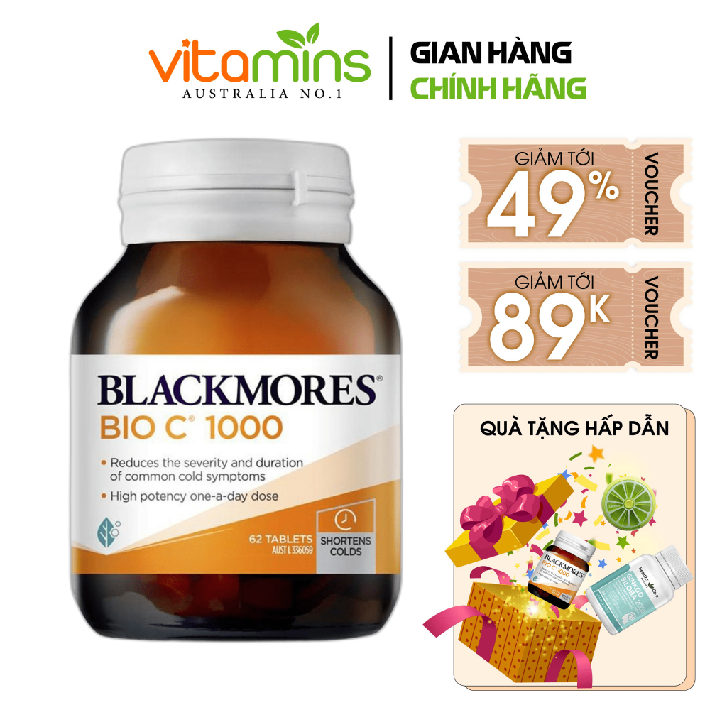 (Date 06/2023)Bổ sung vitamin C Blackmores Bio C 500mg 125 viên tăng cường sức đề kháng, làm sáng, đẹp da dạng nhai