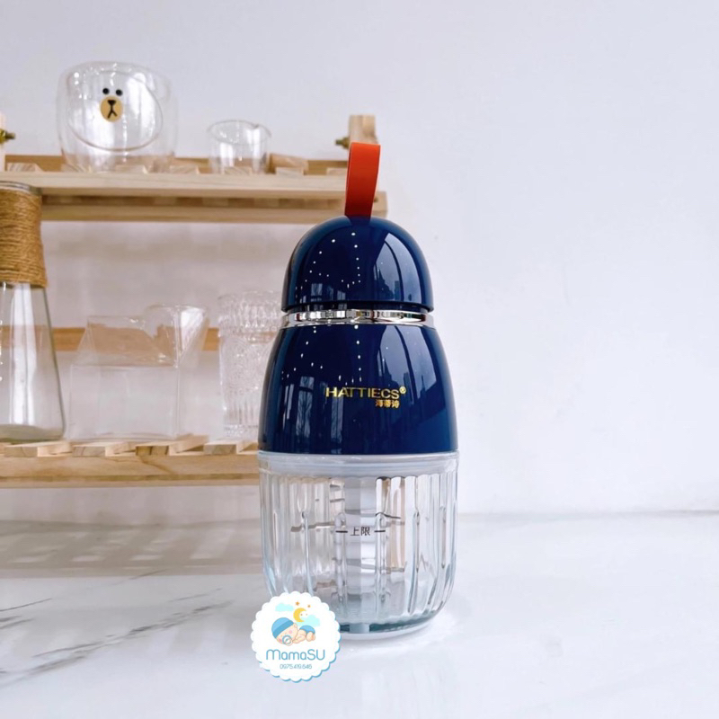 Máy xay cầm tay đa năng Hattiecs cho bé ăn dặm bản cao cấp 8 lưỡi dao -Xay thực phẩm rau củ thịt cá sinh tố cho gia đình