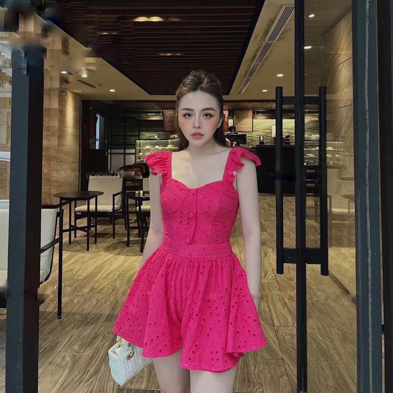 Jumpsuit hai dây cúp ngực thô 2 lớp ôm cúc bọc 3 màu nổi bật