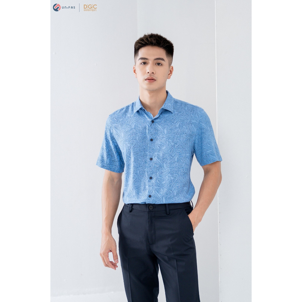 Sơ mi ngắn tay DGC - SASNBC01M hoạ tiết mùa hè thoảng mát dáng suông, phong cách trẻ trung năng động