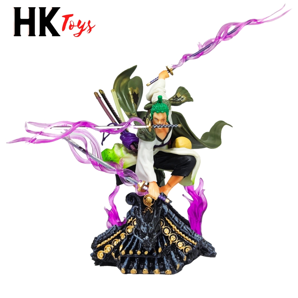Mô hình One Piece Zoro Wano trên mái nhà cao 16cm - FIGURE One Piece có BOX đẹp