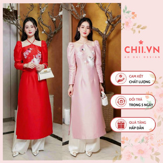 Áo Dài Cách Tân Cổ Yếm Đính Kết