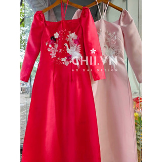 Áo Dài Cách Tân Cổ Yếm Đính Kết