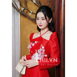 Áo Dài Cách Tân Cổ Yếm Đính Kết