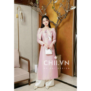 Áo Dài Cách Tân Cổ Yếm Đính Kết