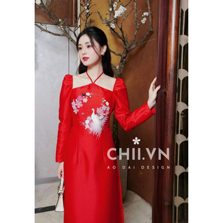 Áo Dài Cách Tân Cổ Yếm Đính Kết