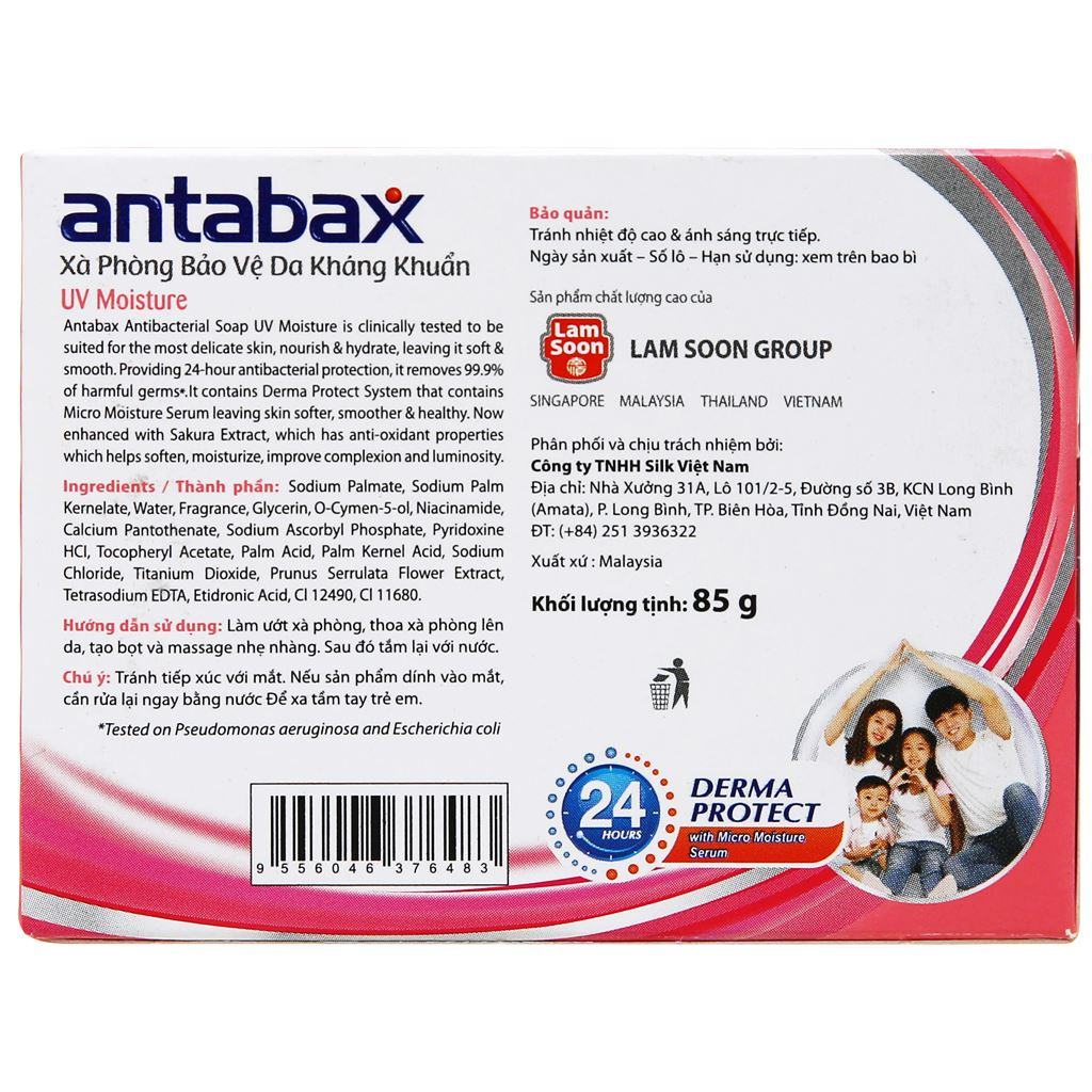 Xà phòng sạch khuẩn Antabax trắng sáng 85g