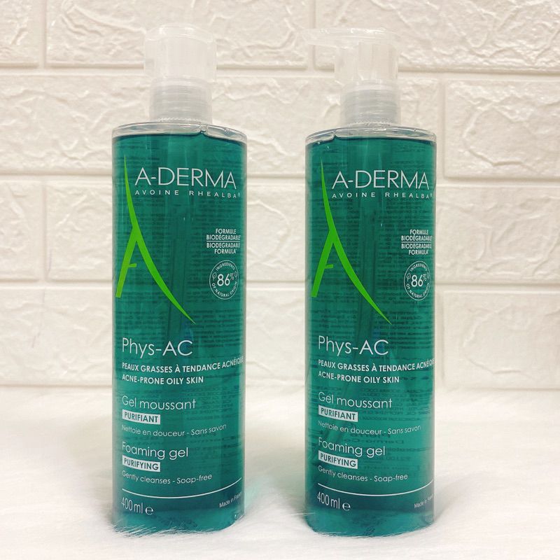 Sữa rửa mặt Aderma Phys-Ac Gel Moussant Purifiant dịu nhẹ cho da dầu mụn nhạy cảm 400ml