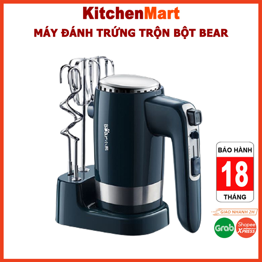Máy đánh trứng cầm tay Bear 10 tốc độ, công suất 300W, máy đánh trứng trộn bột – KitchenMart hàng chính hãng BH 6-18T