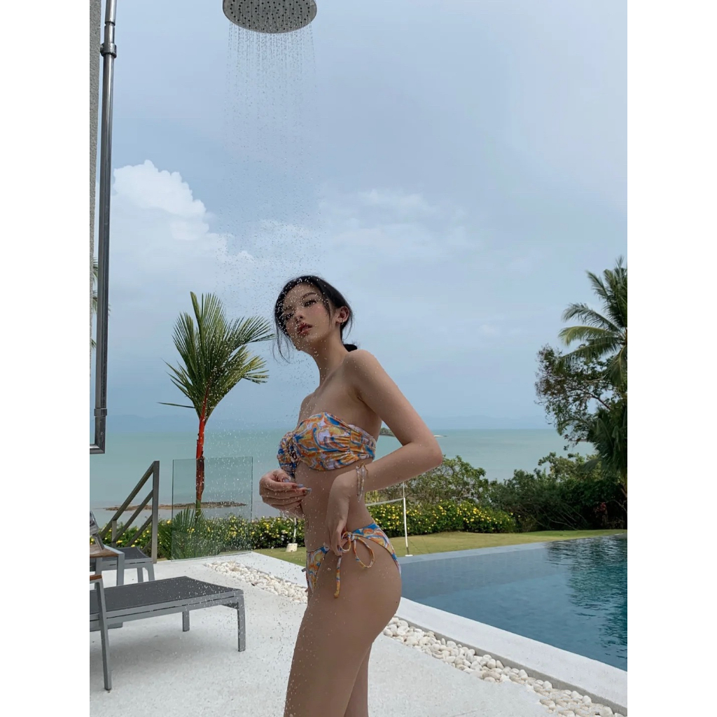 BI15 BIKINI màu vàng xanh nổi bật đi biển sexxy 2023