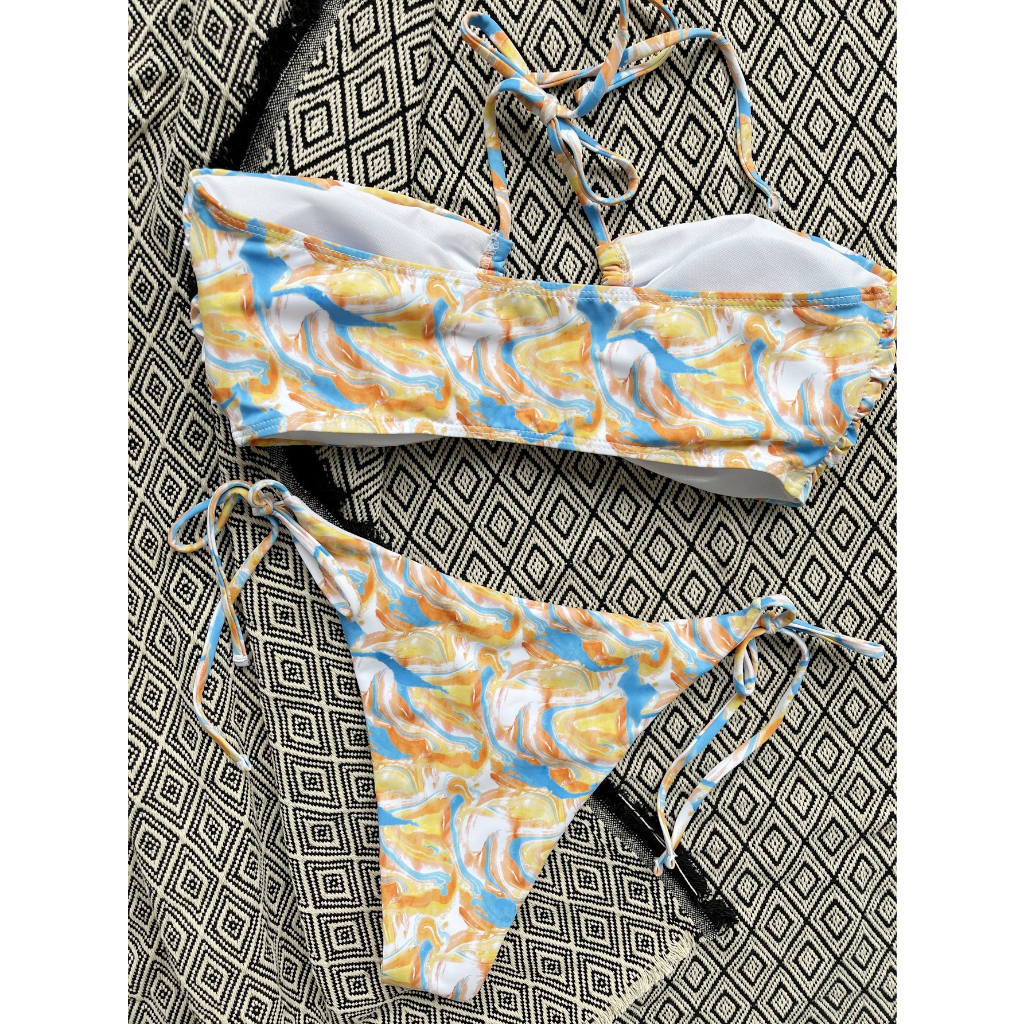 BI15 BIKINI màu vàng xanh nổi bật đi biển sexxy 2023