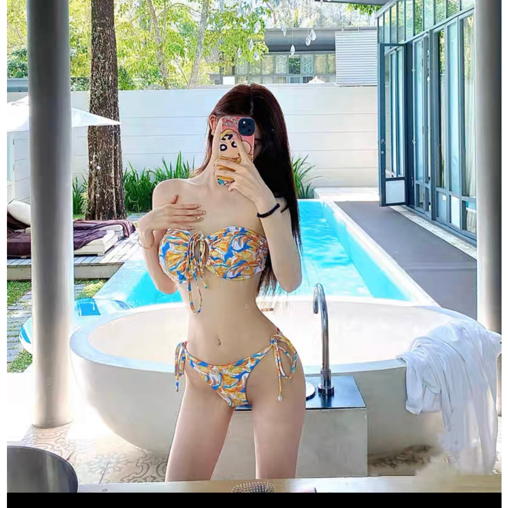 BI15 BIKINI màu vàng xanh nổi bật đi biển sexxy 2023