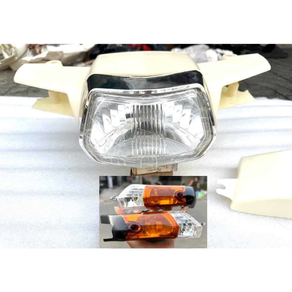 FULL BỘ ĐẦU ĐÈN + MẶT NẠ NHỰA  ABS XE SUPPER DREAM ĐẦU LỒI KHÔNG SƠN