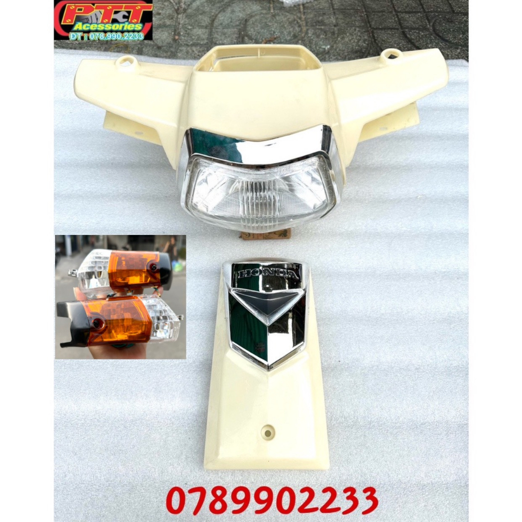 FULL BỘ ĐẦU ĐÈN + MẶT NẠ NHỰA  ABS XE SUPPER DREAM ĐẦU LỒI KHÔNG SƠN