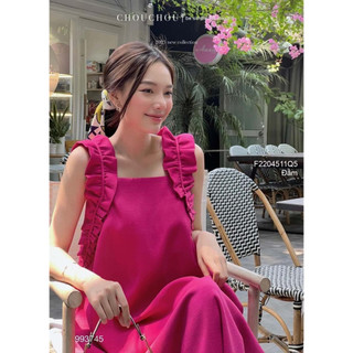 Đầm thô dáng suông sát nách phối bèo