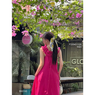 Đầm thô dáng suông sát nách phối bèo