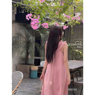 Đầm thô dáng suông sát nách phối bèo