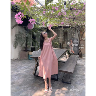 Đầm thô dáng suông sát nách phối bèo
