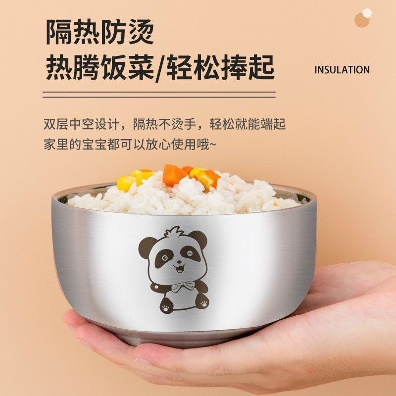 Set Bát Inox Chống Nóng Kèm Muỗng Hình Thú Cho Bé