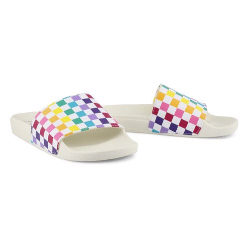 Dép Quai Ngang Vans Party Checkerboard Black/Multicolor Fullbox