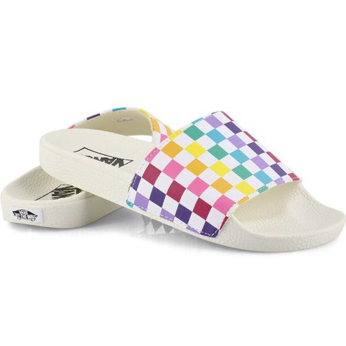 Dép Quai Ngang Vans Party Checkerboard Black/Multicolor Fullbox