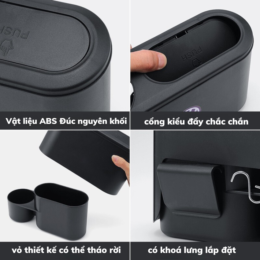 Thùng rác mini gắn cửa ô tô Có nắp chống Mùi,Rơi Vãi, Kết Hợp đựng chai nước,ô dù. dễ dàng tháo lắp để vệ sinh