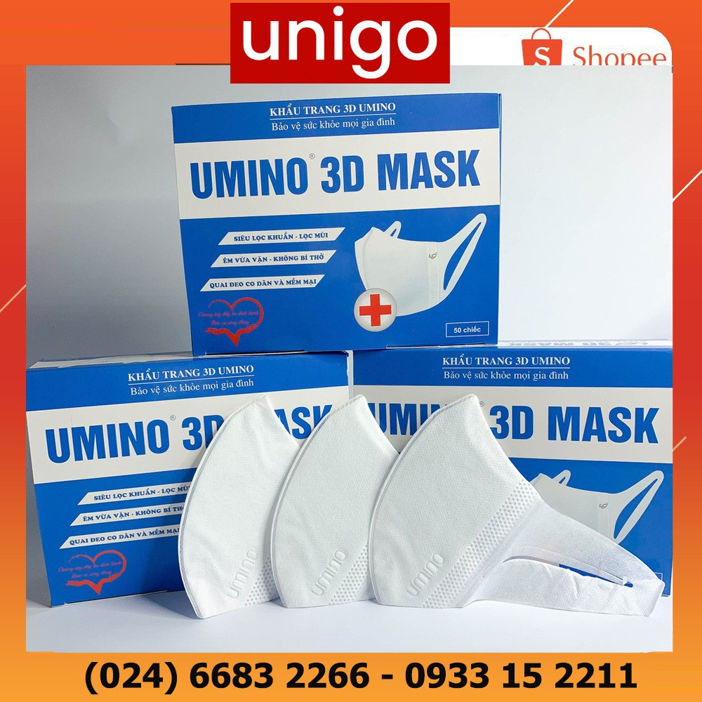 Khẩu trang 3D Mask Umino màu trắng- Hàng chính hãng ( Hộp 50 cái )