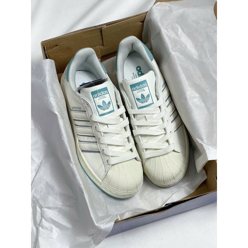 Giày sneaker superstar 2023 trắng phối xanh